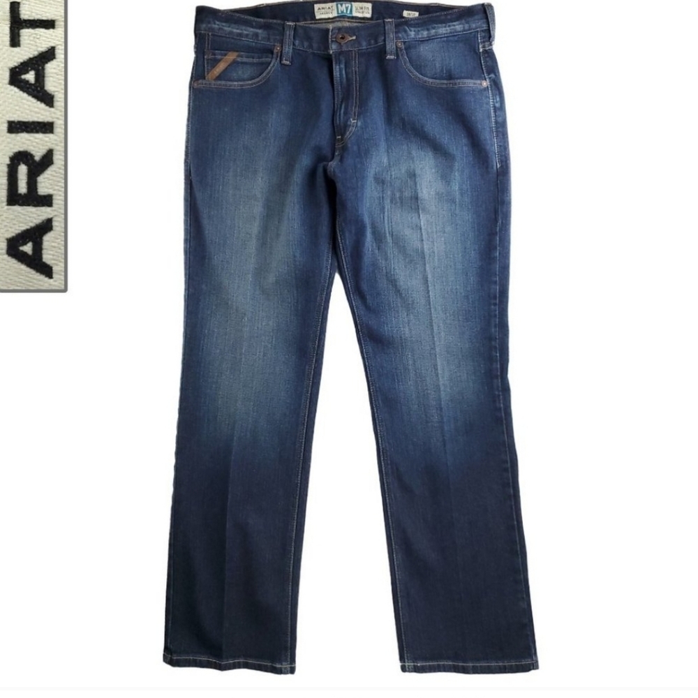 Ariat Legacy M7 Slim Fit Straight Leg Stretch Jeans Dark Wash EUC Men's 38x32